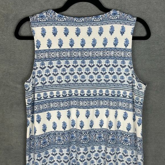 J Jill Dress Womens Small Blue Floral Pockets Stretch Comfort Beach Boho Preppy - Picture 5 of 13